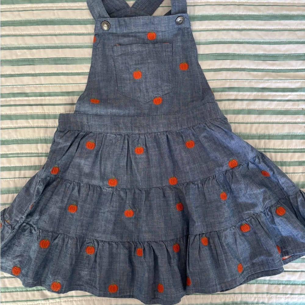 Gymboree Denim Overall Dress with pumpkins